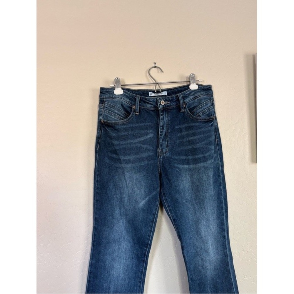 Kancan Flare Jeans Women's Sz 30 Blue Raw Hem Back Slit High Rise 154935 - Picture 3 of 8